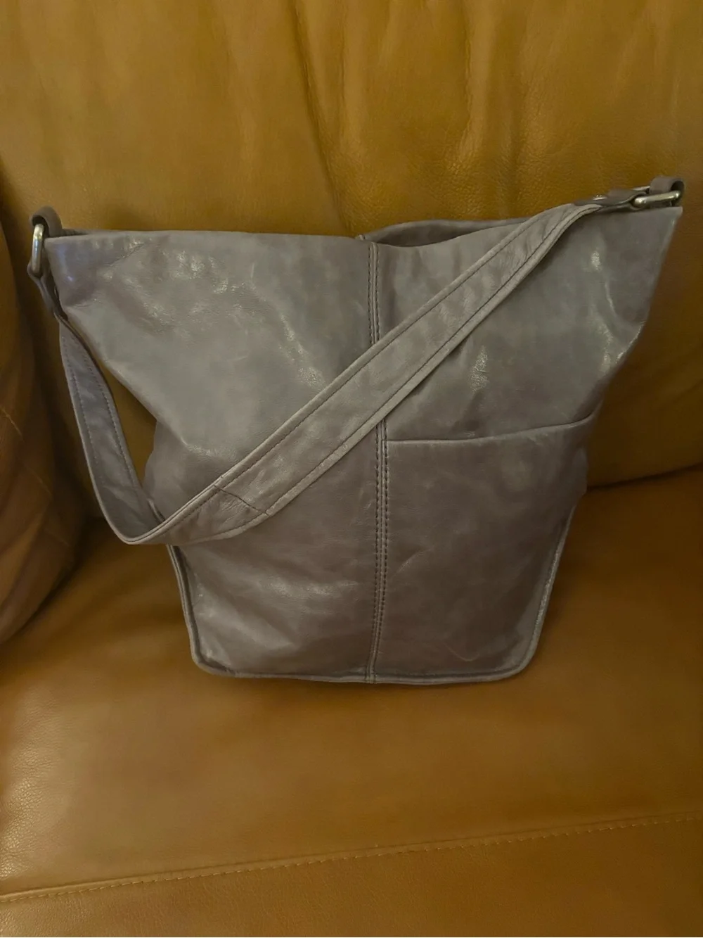 HOBO Gray Leather Hobo Bag